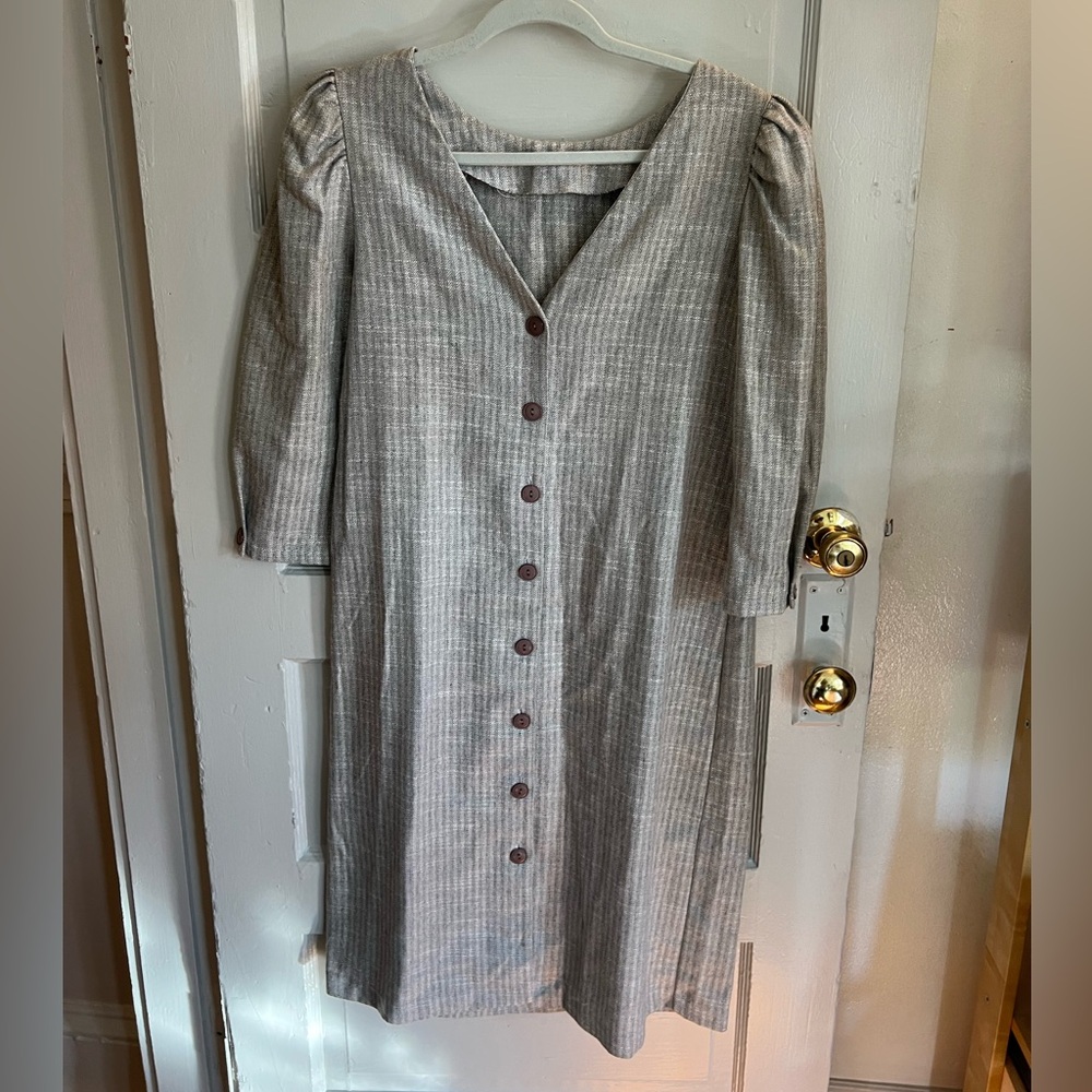 Vintage 3/4 Sleeve Button-Up Dress